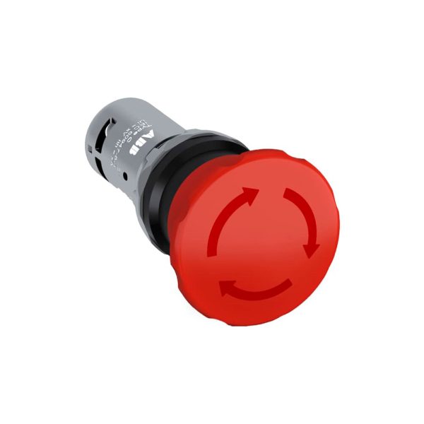 BOTON PARO DE EMERGENCIA 40 mm, PERFIL GIRO, 1 N.C., ROJO / CE4T-10R-01