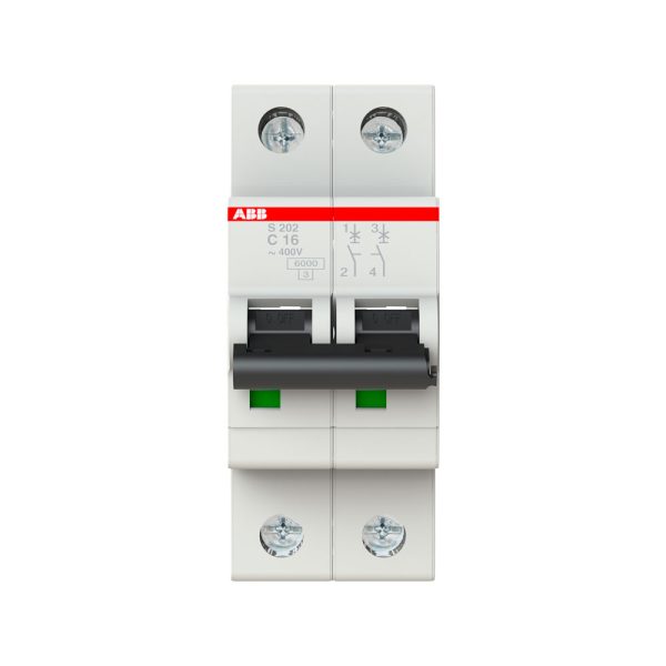 S200 "C" MINIINTERRUPTOR 2 POLOS, 16 A / S202-C16