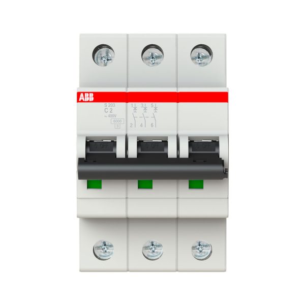 S200 "C" MINIINTERRUPTOR 3 POLOS, 2 A / S203-C2