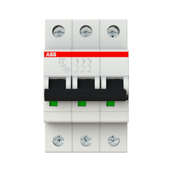 S200 "C" MINIINTERRUPTOR 3 POLOS, 6 A / S203-C6