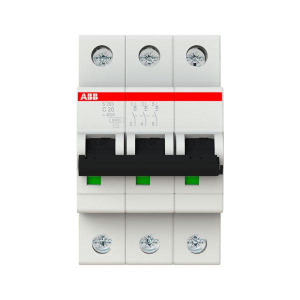 S200 "C" MINIINTERRUPTOR 3 POLOS, 20 A / S203-C20