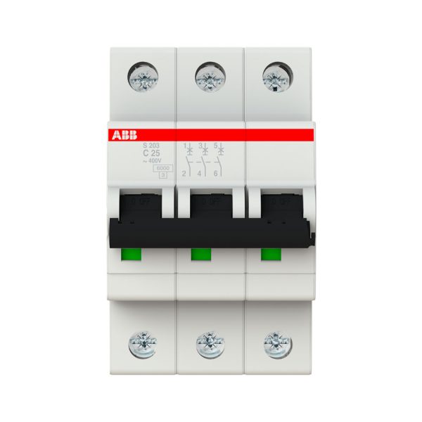 S200 "C" MINIINTERRUPTOR 3 POLOS, 25 A / S203-C25