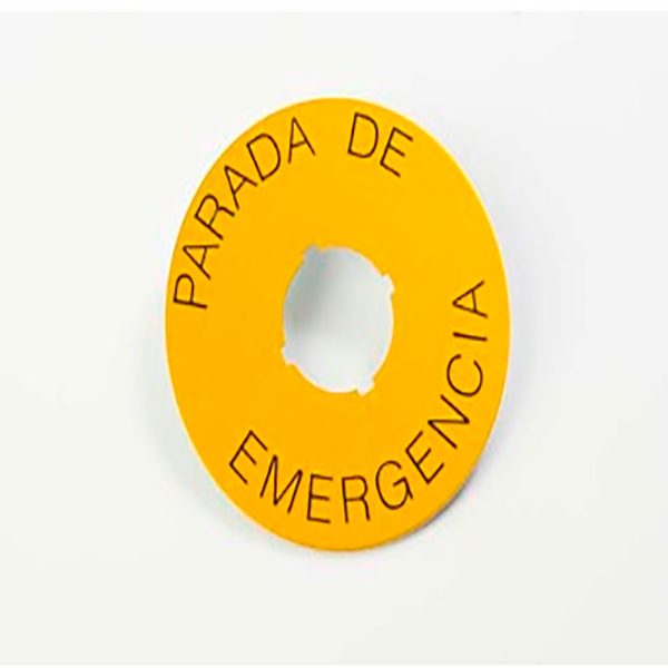 PLACA LEYENDA AMARILLA "PARADA DE EMERGENCIA"